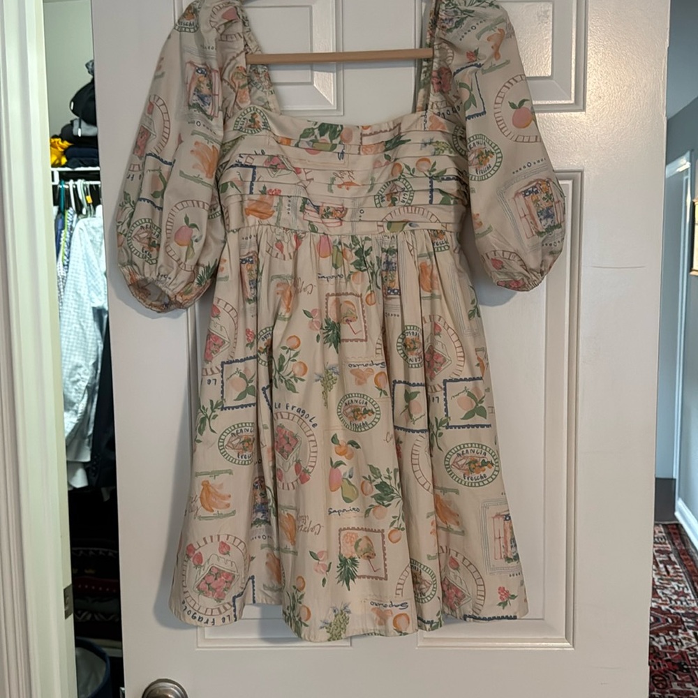 Abercrombie & Fitch Cream Mini Dress with Pastel Fruit Print